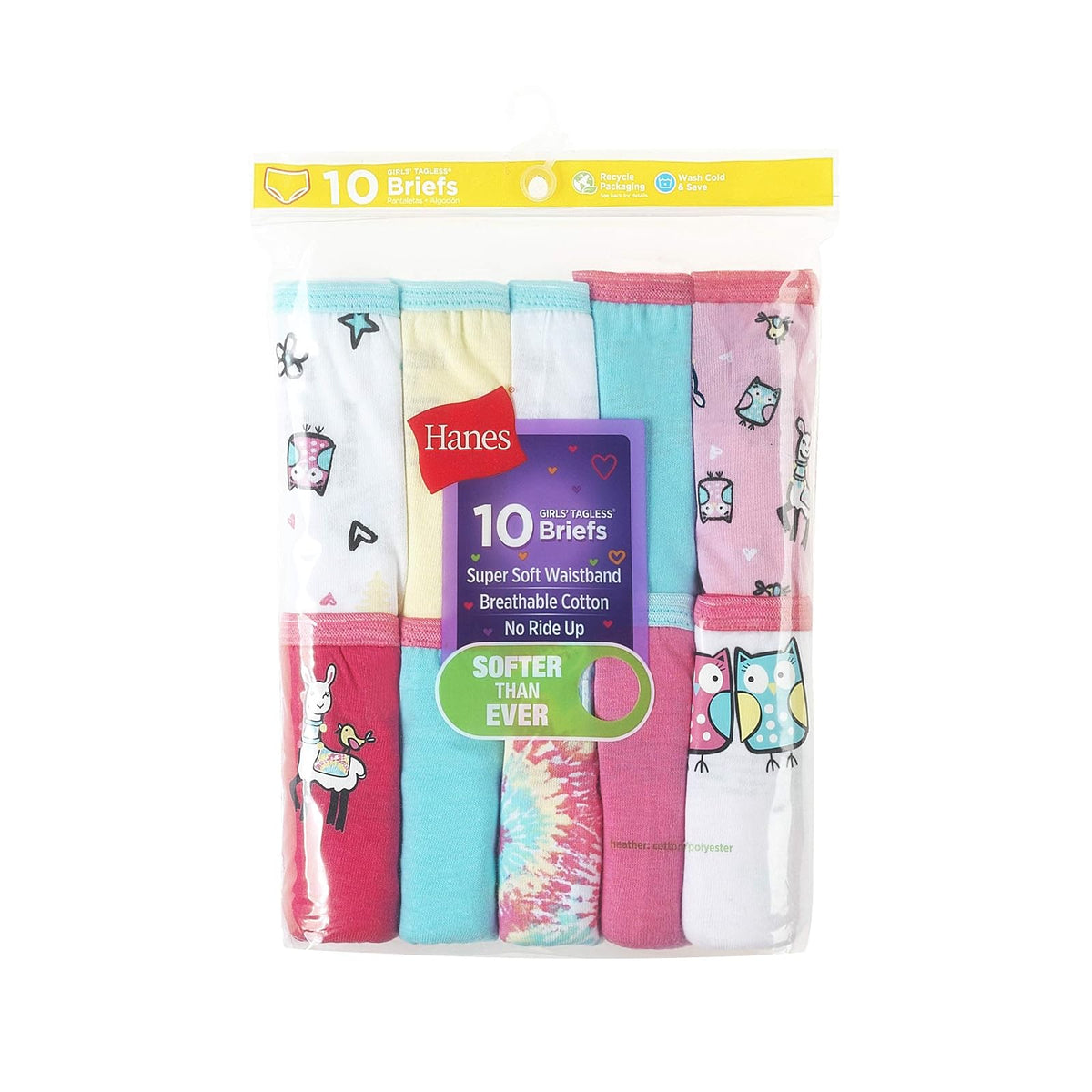 Hanes - Ropa Interior para niñas y niños pequeños, de Punto de algodón sin Etiqueta, Bragas Hipster y Bikini, Paquete múltiple (los Colores Pueden Variar)