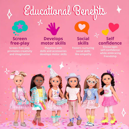 Glitter Girls Juego de heladería para muñecas con golosinas | Juego de heladería para muñecas de 36 cm con 79 piezas, tarros, conos, estantes y accesorios para servir, 3 años y +
