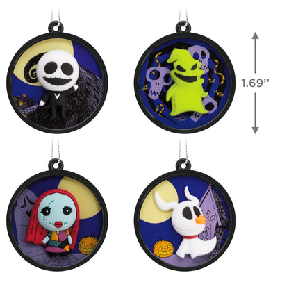 Hallmark Disney Tim Burton's The Nightmare Before Christmas Scenes Mini Adornos de Navidad, irrompibles, Juego de 4