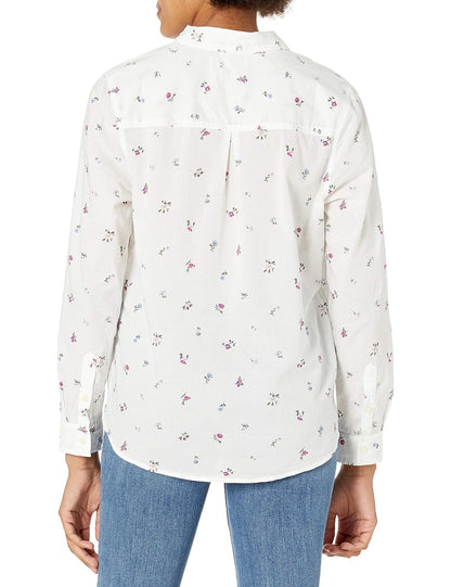 Lucky Brand Camisa de Manga Larga clásica con un Bolsillo y botón Frontal Camisa de Botones para Mujer