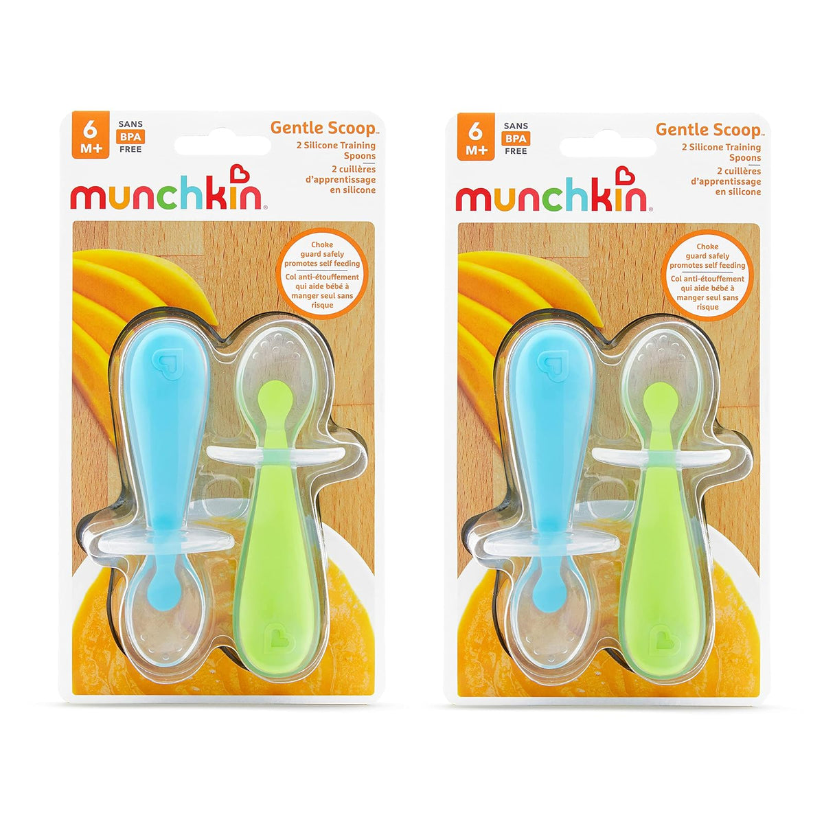 Munchkin Silicone Trainer Spoon, 4 Pack, Blue/Green