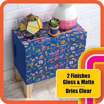Mod Podge Kit completo de decoupage - Dos botellas de 16 onzas sellador/pegamento para base de agua (acabado mate brillante) con juego de 4 cepillos de espuma, transparente