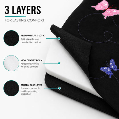 FH GROUP FB055114 Black Butterfly Embroidery Car Seat Cover (Full Set)