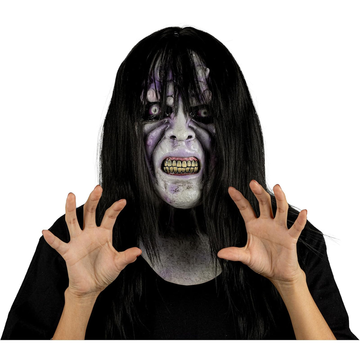Máscara de Aida la Bruja Poseída, Miedo y Terror Ideales para Halloween y Fiestas de Disfraces talla S,Para Niños.
