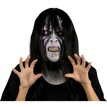 Máscara de Aida la Bruja Poseída, Miedo y Terror Ideales para Halloween y Fiestas de Disfraces talla S,Para Niños.