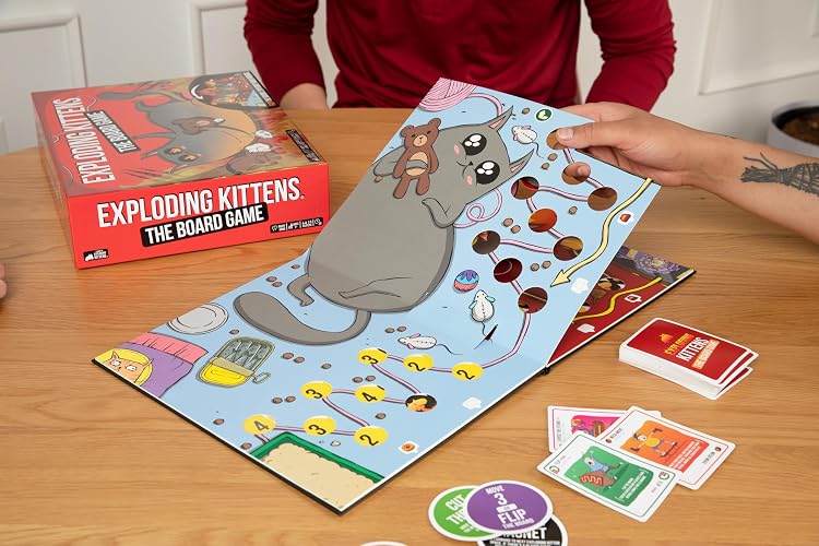 Exploding Kittens Juego de Mesa de Carrera, Juego de Tablero para 6 Jugadores