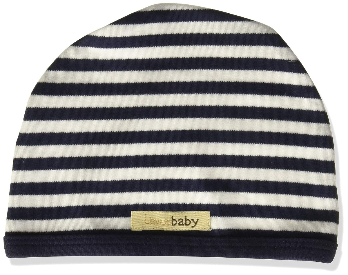L'ovedbaby Gorra orgánica para bebé - Bebé - 3-6 Meses - Azul marino - Blanco