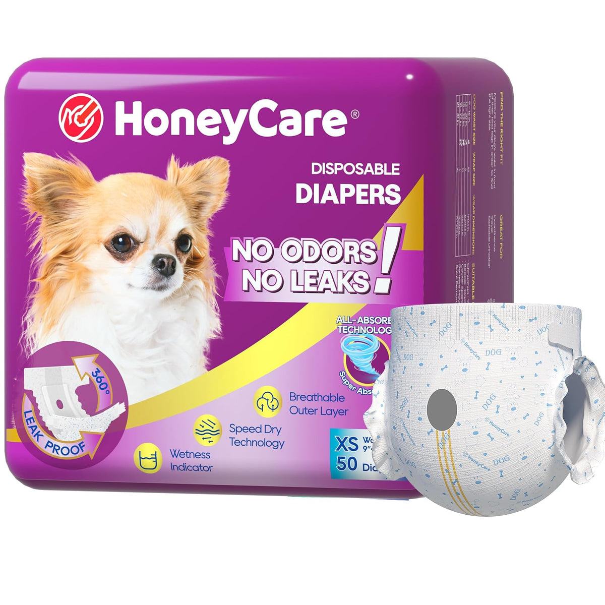 HONEY CARE All-Absorb Disposable Dog Diapers, X-Small