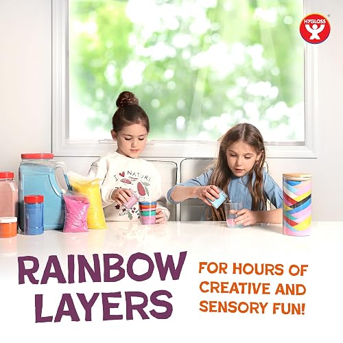 Hygloss - Arena de colores para manualidades, 6 bolsas de colores surtidos, 1 libra vibrante y colorido, kit de arte de arena para niños, actividades de aula para niños de 3, 4, 5, 6, 7, 8, 9, 10, 11