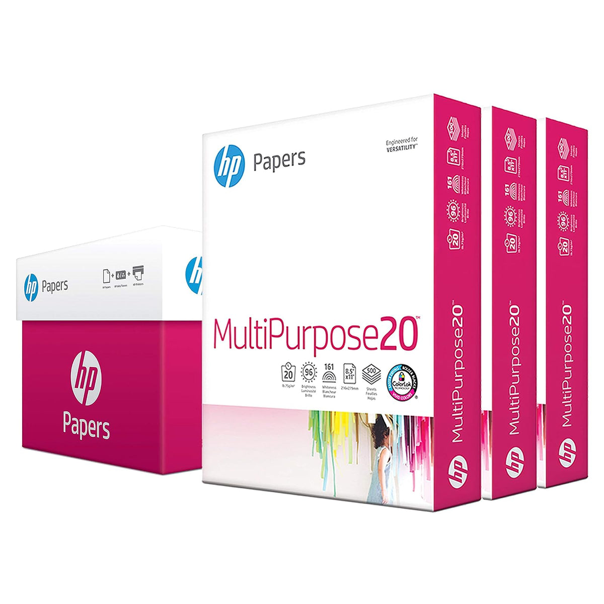 HP Papel | Papel 8.5 x 11 pulgadas | Multipropósito de 20 lb | Caja con 3 resmas - 1,500 hojas | Brillo 96 | Certificado FSC | 208850R