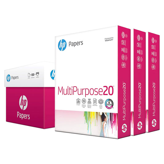 HP Papel | Papel 8.5 x 11 pulgadas | Multipropósito de 20 lb | Caja con 3 resmas - 1,500 hojas | Brillo 96 | Certificado FSC | 208850R