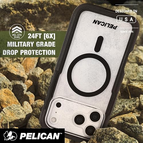 Pelican Voyager - Funda para iPhone 17 Pro Max [compatible con MagSafe] Funda resistente para teléfono de 25 pies, protección contra caídas de grado militar, cubierta resistente con clip para cinturón