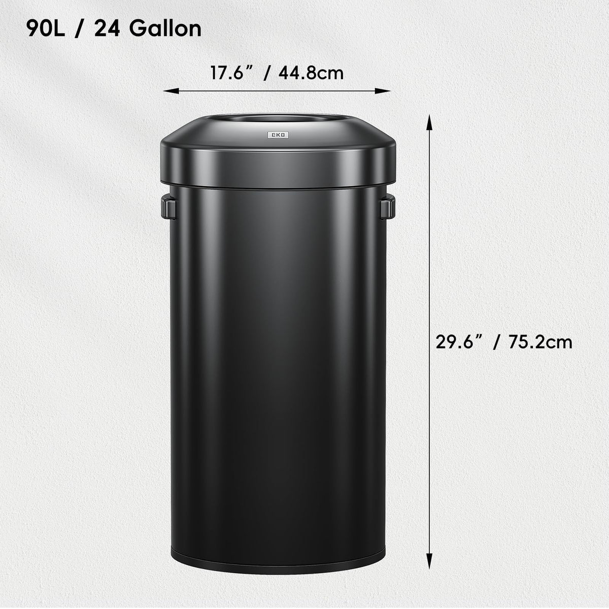 EKO Urban Bote de Basura Comercial 90 L con Tapa y Asa Negro