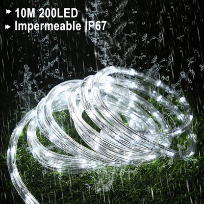 Dosyu 10M Transparente LED Navideña, 200LED 110V 2 cables Cuttable de Navidad Luces, 200 LED a prueba de agua al aire libre caliente luces de la cuerda para la cubierta(Blanco Frio)