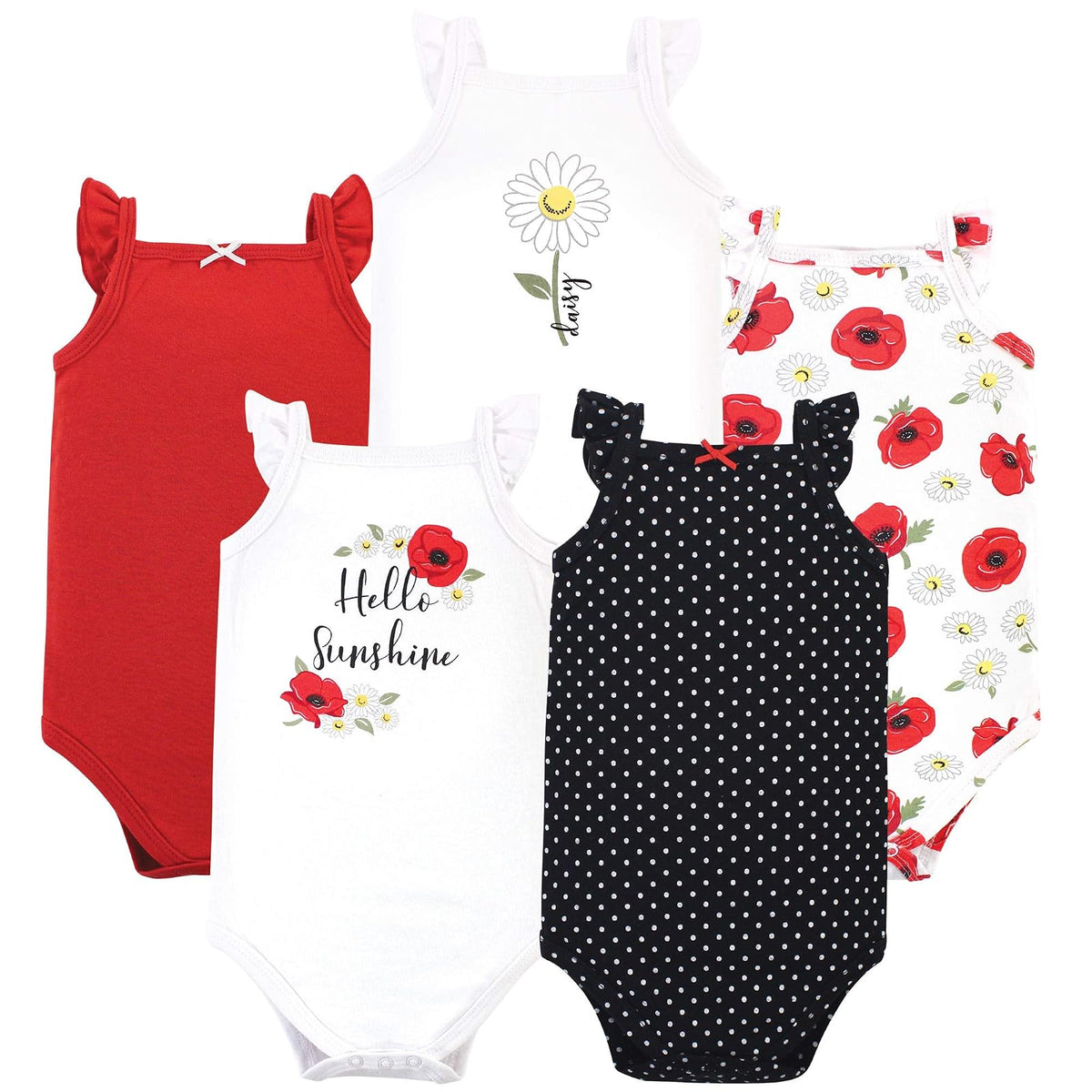 Hudson Baby Body Sin Mangas de Algodón para Bebé Unisex - 3-6 Meses - Margarita de amapola