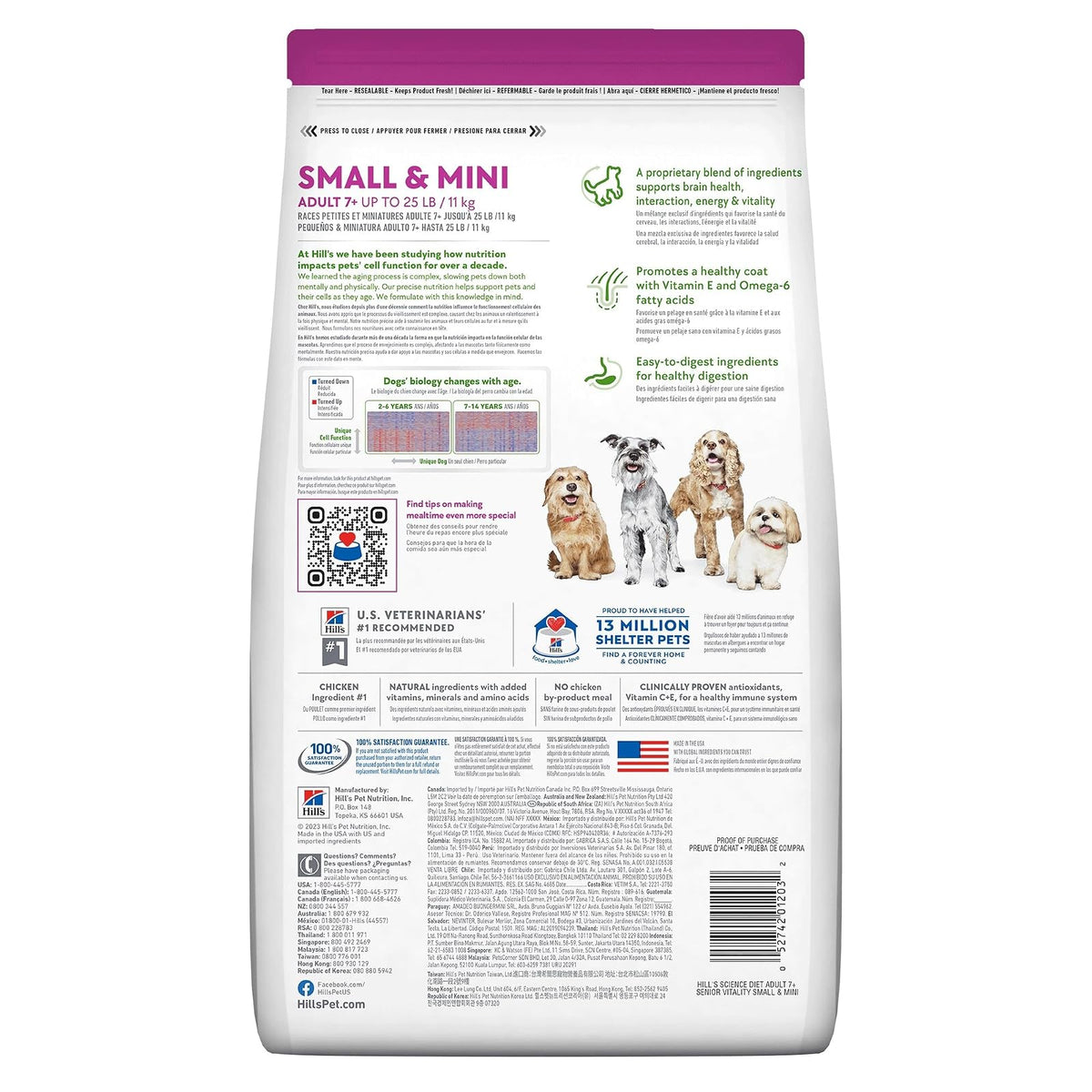 Hill's Science Diet Small Mini Croquetas para Perro Senior 7+ Pollo 5.7Kg | Croquetas Hill's para perro, pollo real, razas pequeñas, vitalidad senior, salud de órganos vitales, energía diaria