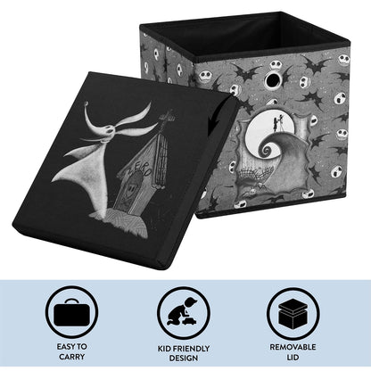 Idea Nuova The Nightmare Before Christmas cubeta de almacenamiento plegable con tapa extraíble, 10 x 10 x 10 pulgadas Organizador de tela para artículos esenciales