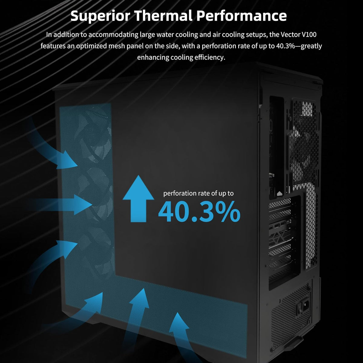 Lian LI Vector V100 Black – ARGB Full Tower ATX/mATX/ITX Case Pro Gaming Look