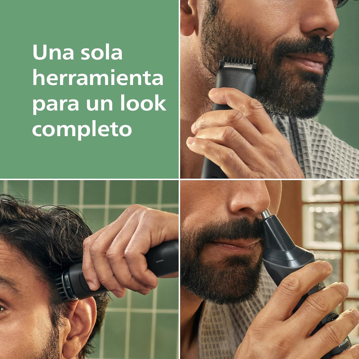 Philips Multigroom Serie 3000 Recortadora Todo en Uno para Hombre | Una herramienta para crear tu estilo en cara, cabello y cuerpo | 12 accesorios | Inlcuye recortador nariz y oreja | MG3921/15