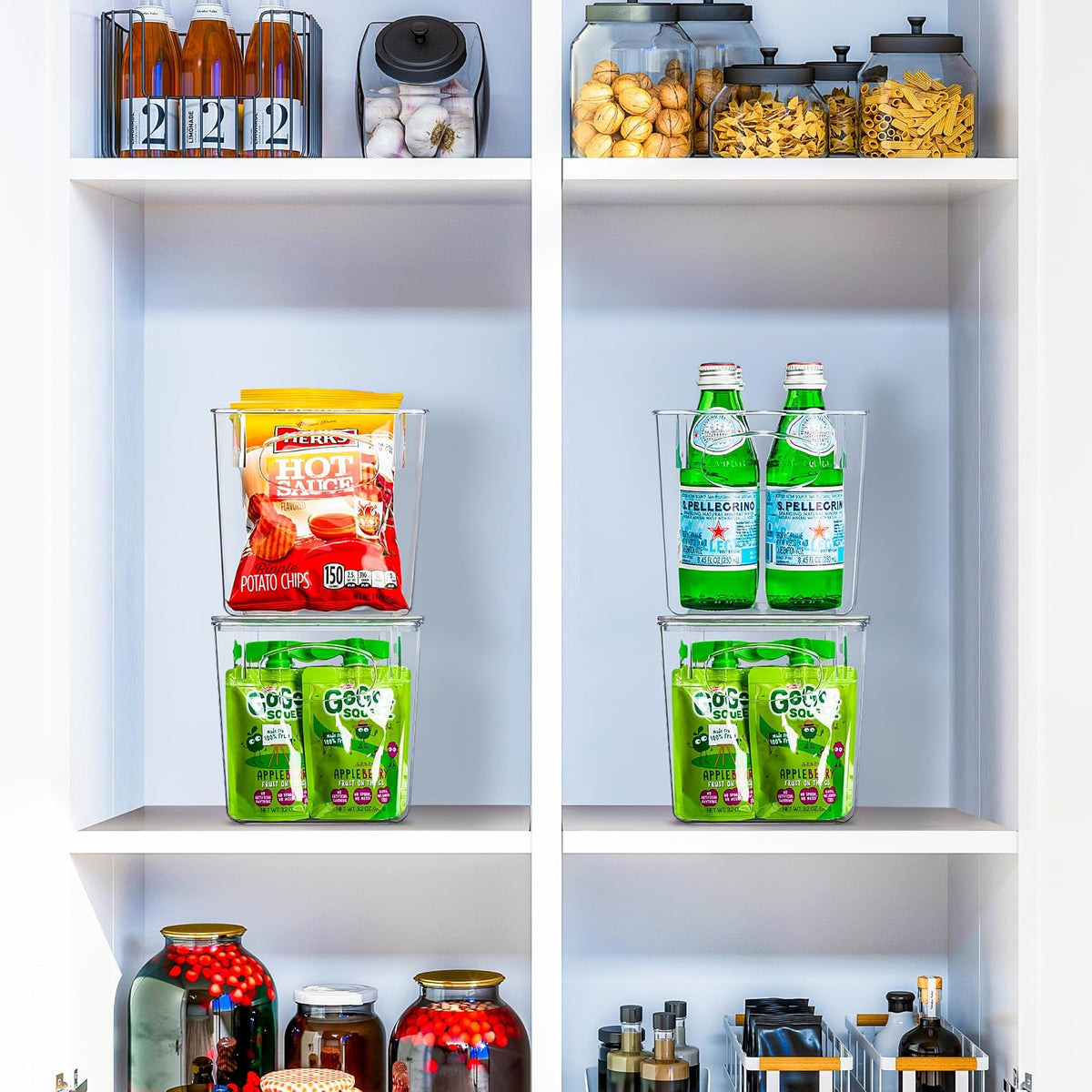 Sorbus Small Plastic Storage Bins - for Kitchen Organization, Pantry Organizers and Storage, Fridge Organizer, Cabinet Organizer, Refrigerator Organizer Bins - Clear Storage Bins (4 pack)