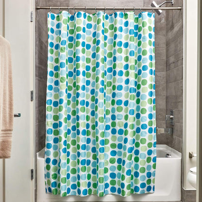 interDesign Rialto Cortina de baño de Tela - Cortina para baño de 183 cm x 183 cm - Cortina de Ducha o bañera Textil con diseño de Puntos - Poliéster Verde