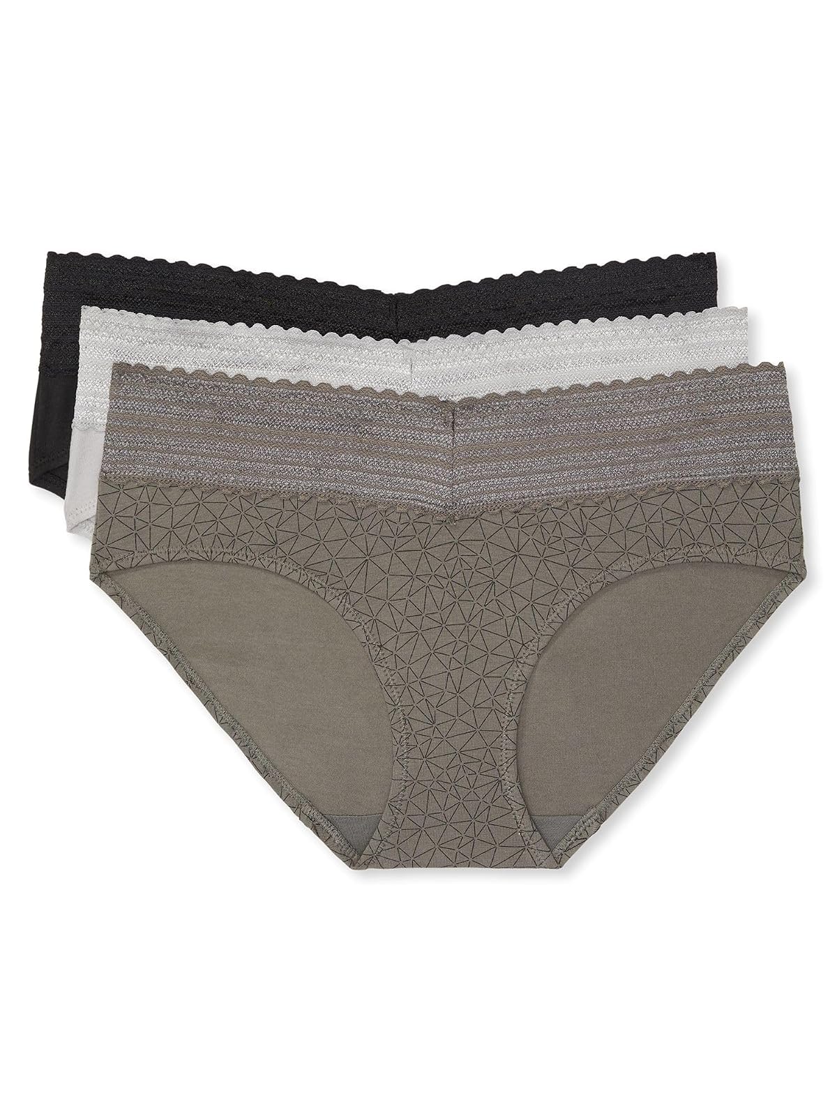 Warner's Ropa Interior Hipster Mujer Paquete de 3 - XL - Stone Crystal Web - Platino - Negro