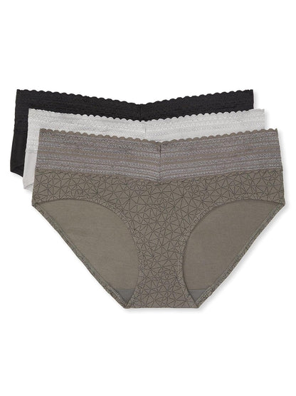Warner's Ropa Interior Hipster Mujer Paquete de 3 - XL - Stone Crystal Web - Platino - Negro