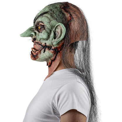 Ghoulish Productions Máscara De Látex Cracked Witch, Accesorio Látex Cosplay Bruja Demonio, Disfraz Aterrador para Halloween y Fiestas Temáticas, Cosplay Bruja Verde Poseída, Diseño Artesanal