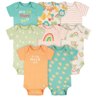 Onesies Brand Paquete de 8 Mamelucos Manga Corta Niña - 12 Meses - Buenos días