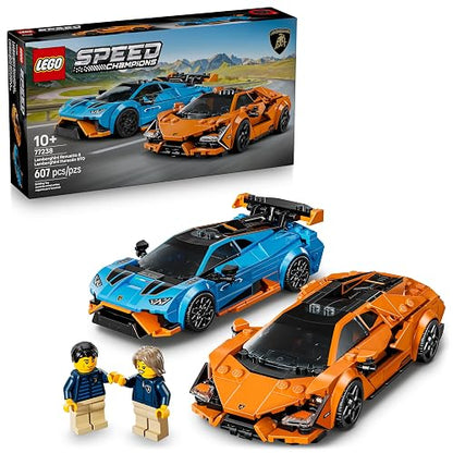 LEGO Speed Champions Lamborghini Revuelto y Huracán STO Set de Construcción de Autos de Juguete y Kit de Modelos, Juego con Vehículos y 2 Minifiguras de Conductores 77238