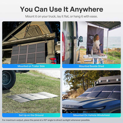 Renogy - Manta de panel solar portátil de 200 W, 25% de alta eficiencia, cargador solar plegable tipo N para central eléctrica, ahorro de espacio ligero de 8 pliegues, salida USB-A tipo C, para