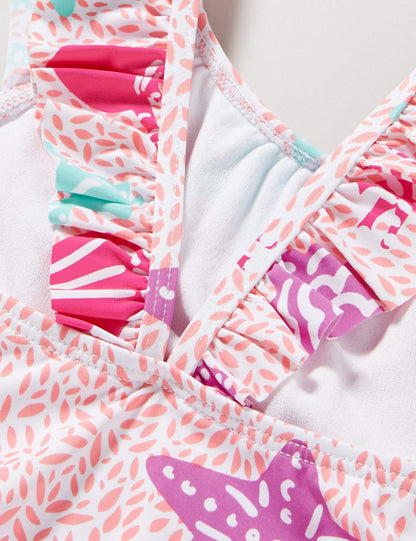 Hatley Traje de baño con Volantes. Traje de Bao de una Sola Pieza para bebés niñas