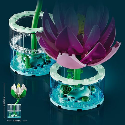 LEGO Nenúfares – Set de Construcción Infantil – Regalo Floral para Niñas y Niños – Decoración Floral – Incluye 2 Nenúfares y Jarrones Transparentes – 11511
