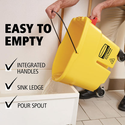 Rubbermaid Commercial WaveBrake FG748000 sistema de fregado de cubeta y escurridor de presión lateral, 26 cuartos de galón, amarillo, Amarillo, 35 Qt