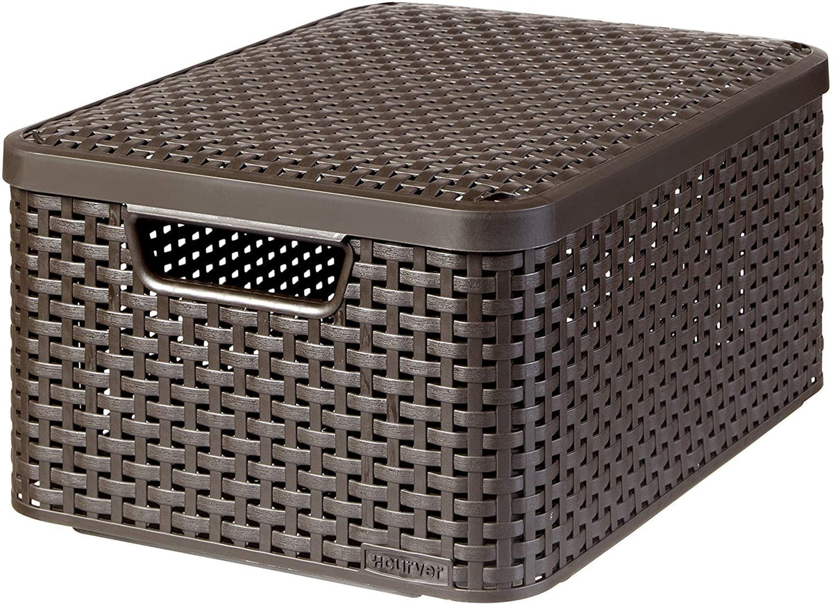 Curver - Caja de alamacenaje (plástico, 7 L, 18 L, 30 L), Color café Oscuro