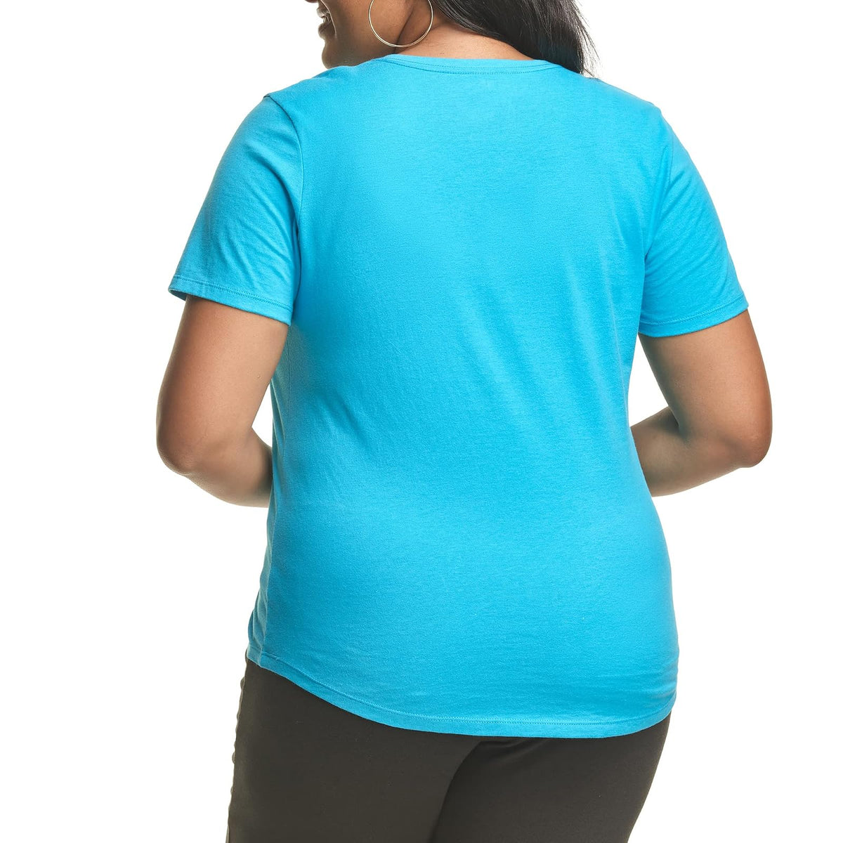 Just My Size Women's T-Shirt, Plus Size Short Sleeve V-Neck tee, JMS Plus Size Shirt for Women, Women’s tee Shirt