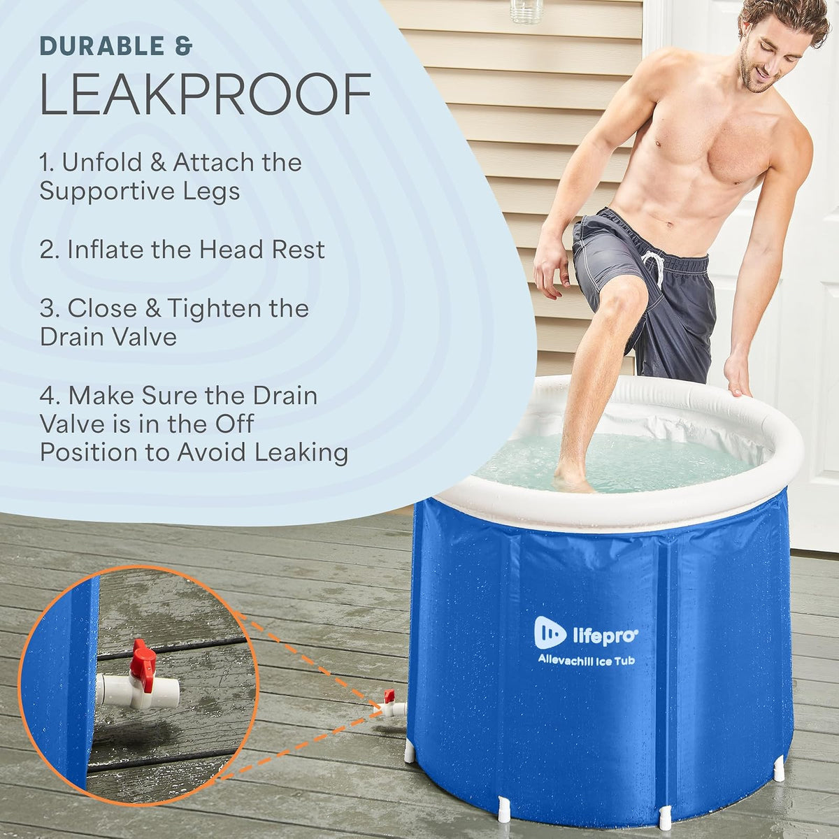 LifePro - Tina de Hielo portátil con Cubierta y Bolsa de Almacenamiento, Tina de Hielo para el hogar y Viajes para Atletas y Adultos, Tina de inmersión fría Duradera para sesiones de Terapia en el