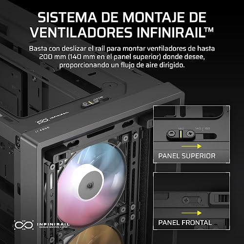 Corsair Frame 4000D RS ARGB Caja Modular ATX Mid–Tower para PC – Alto Flujo de Aire, 3 Ventiladores RS ARGB preinstalados, ASUS BTF, MSI Project Zero, Gigabyte Project Stealth – Negro