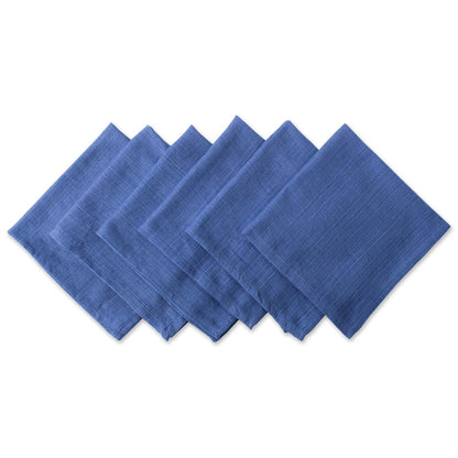 DII - Manteles Individuales de Algodón, Colección Abigarrada, Juego de 6 - Servilleta - Azul náutico