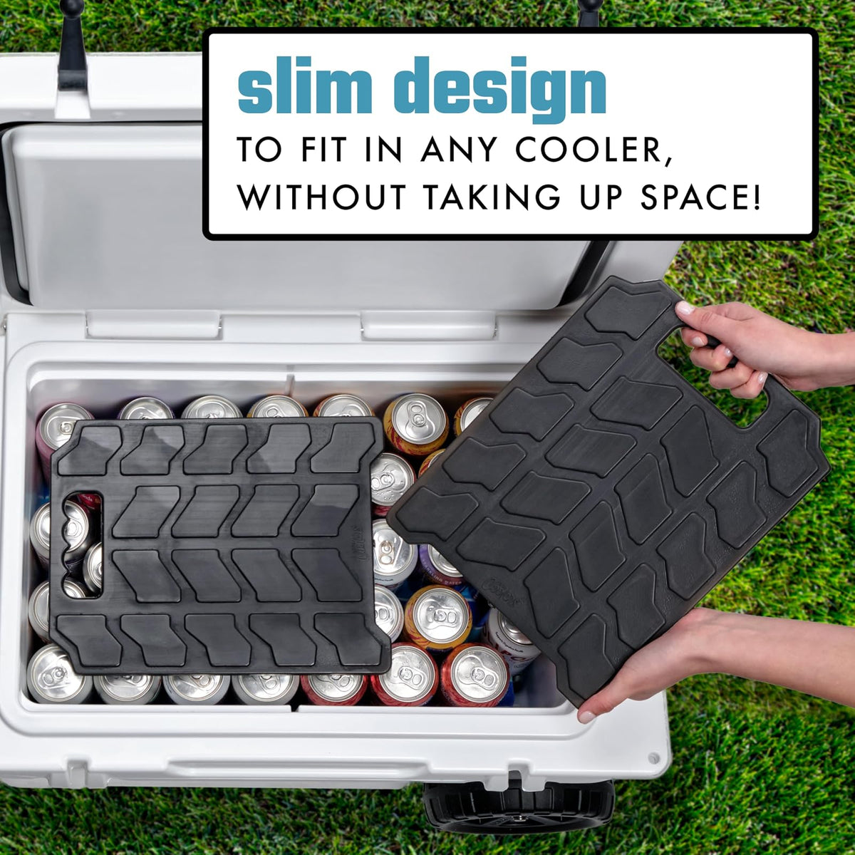 Cool Coolers by Fit & Fresh XL - Bloques de hielo delgados, reutilizables y de larga duración XL para enfriadores, bolsas de hielo delgadas XL para enfriadores y bolsas enfriadoras, ahorro de espacio,