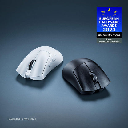 Razer DeathAdder V3 Pro Mouse Inalámbrico para Juegos: 64g Ultra Ligero - Sensor Óptico Focus Pro 30K - Interruptores Ópticos Gen-3 Rápidos - Inalámbrico HyperSpeed - 5 Botones Programables - Blanco
