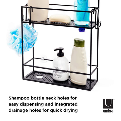 Umbra Cubiko Organizador de ducha con dos estantes, negro