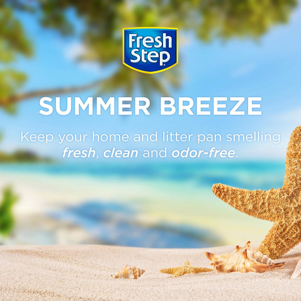 Fresh Step Cat Litter Crystals | Deodorizador de Caja de Arena | Combate Olores de Gatos y Neutraliza Olores | Brisa de Verano, 70 oz, 4.6X Contenedor Más Grande