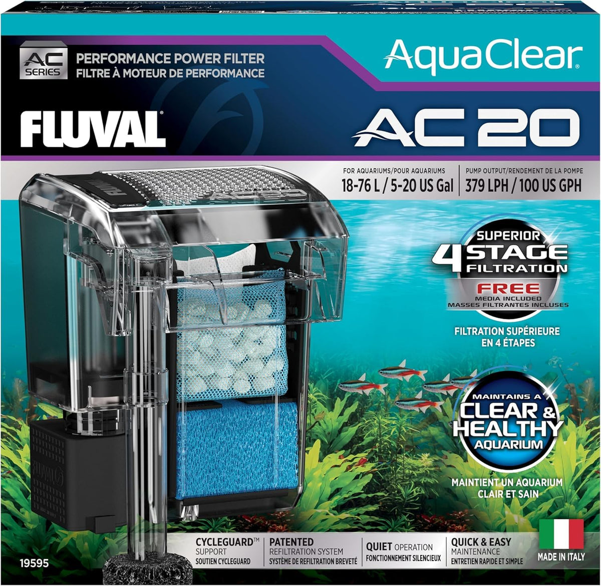 Hagen Filtro Aquaclear Mini para Peceras de 20 Galones 75 Litros