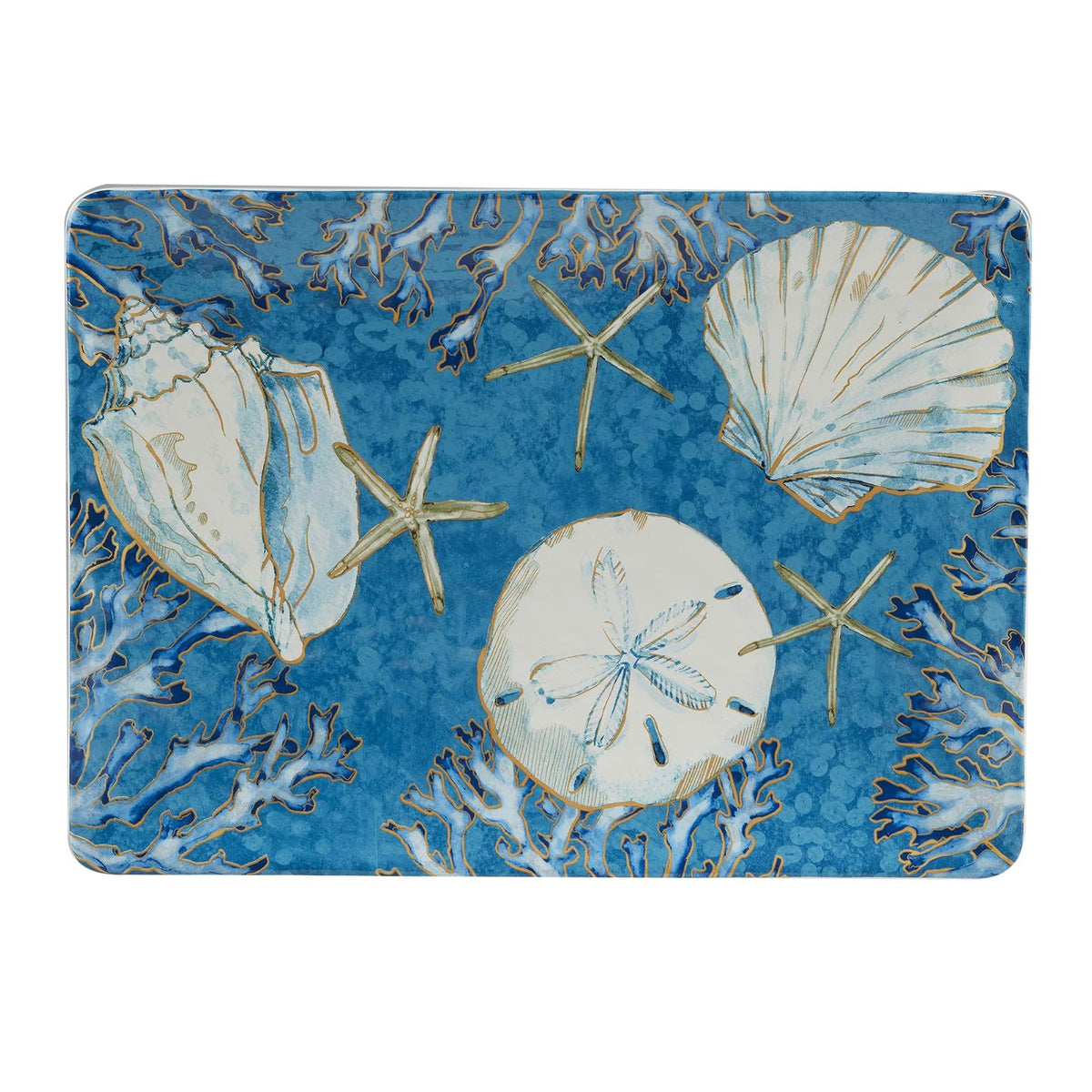 Certificado International Playa Shells - Plato rectangular, dorado grande