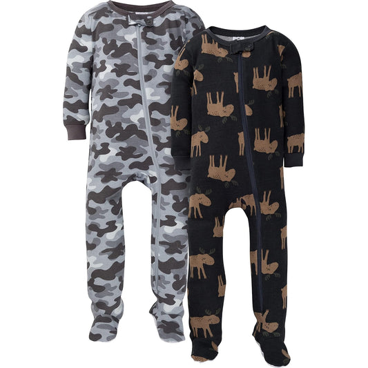 Gerber Paquete de 2 Pijamas con pies Mamelucos para bebés y niños pequeños para bebés niños