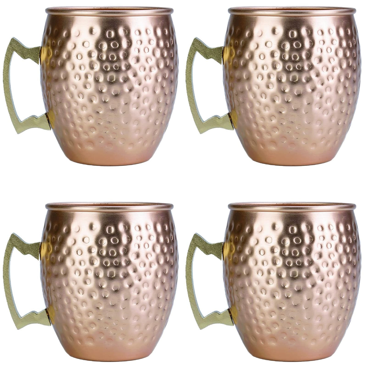 Arora - Vaso de metal Moscú Mule de cobre, taza de aluminio de 22 onzas, juego de 4