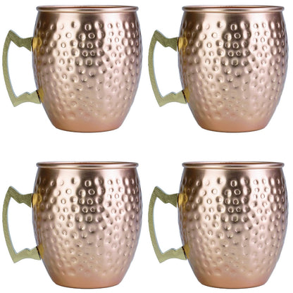 Arora - Vaso de metal Moscú Mule de cobre, taza de aluminio de 22 onzas, juego de 4