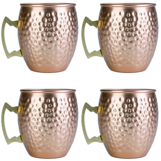 Arora - Vaso de metal Moscú Mule de cobre, taza de aluminio de 22 onzas, juego de 4
