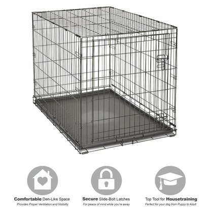 New World - Caja plegable de metal para perros, puerta individual y doble, Puerta única, Negro, 106 cm